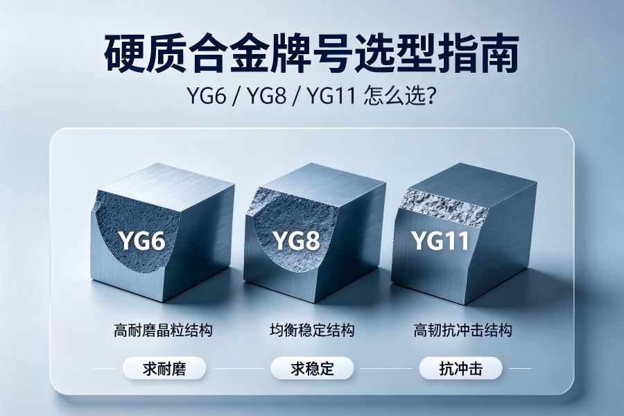 硬质合金牌号选型指南：YG6/YG8/YG11怎么选？选错崩刀磨损快，选对多用几倍寿命